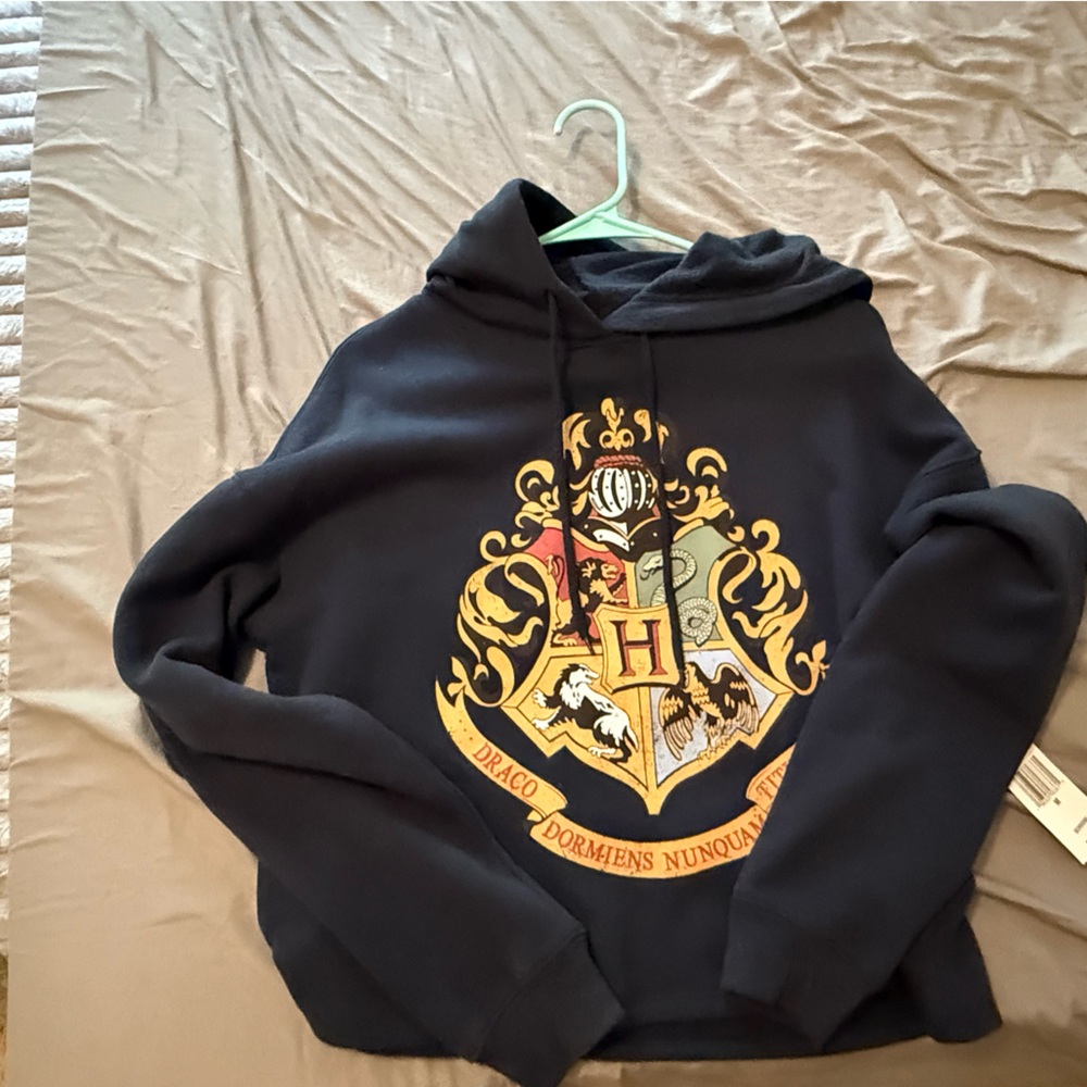 Blue Hogwarts crop Crest Hoodie